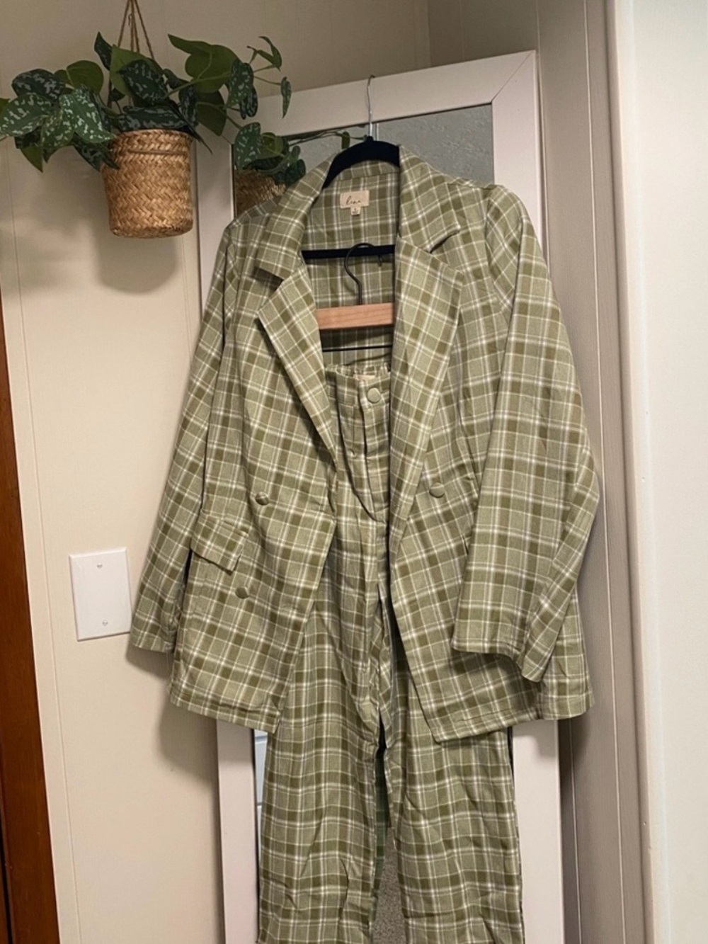 Lena Brooklyn and Bailey lash next door matching plaid blazer set